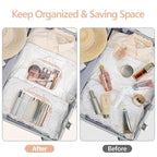 PACKISM Clear Makeup Bag - 2 Pack TSA Approved Toiletry Bag with Handle and 180° Large Opening, Clear Toiletry Bag Fit Carry-on Travel Essential, Travel Bags for Toiletries, Rose Pink