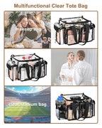 Relavel Clear Makeup Bag Professional Makeup Artist Kit Set Travel Cosmetic Organizer Case Transparent Stadium Approved Tote Bag Toiletry Lunch Duffle Work Shoulder Bag with Adjustable Dividers, Black