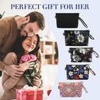Gloppie Small Makeup Bag for Purse Portable Cosmetic Bag Puffy Padded Makeup Pouch Wristlet Pouch for Women Black
