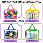 4 Packs Large Clear Toiletry Bag, Waterproof Clear Makeup Comestic Organizer Bags with Handle, Transparent Handbag with Zipper for Travel Airport Airline Vacation