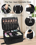 Relavel Rolling Makeup Case–Professional Makeup Train Case,Makeup Artist Travel Bag with Wheels,8-in-1 Portable Travel Beauty Trolley Case for Cosmetology Storage(Black)
