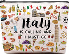 Italy Travel Gift Makeup Bag, Italy Lover Themed Gifts for Traveller Women Friends, Italian Travel Trip Essentials Souvenir, Italian Trip Gifts for Women Party Favors