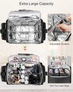 Relavel Rolling Makeup Train Case with Large Makeup Case, Hairstylist Traveling Bags with 5 Small Clear Bags, Cosmetology Case on Wheels, Hair Tools and Cosmetics Storage Organizer Trolley Suitcase