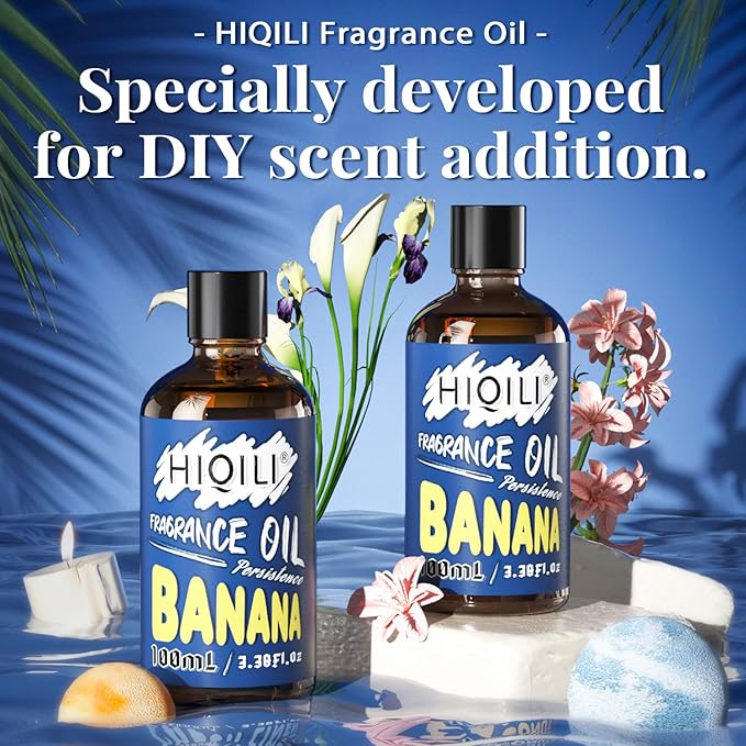 HIQILI Banana Essential Oil - Pure Fragrance Oil for Diffuser, Body, Candle Soap Perfume Lotion Making, 3.38 Fl Oz Halloween Thanksgiving