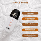 Twin Size Heated Mattress Pad - Degrees of Comfort Electric Bed Warmer with Single Controller, 6 Heating Levels, 10-Hour Auto Shut-Off, Breathable Air-Layer, 39"x75"