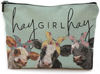 Small Travel Makeup Bag, Mini Cute Cow Print Makeup Bag for Purse, Small Toiletry Bags for Women, Western Gifts for Women, Cow Gifts for Cow Lovers/Cowgirls - Green