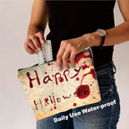 Happy Halloween Makeup Bag - Vintage Simulated Blood Stains - Horror Printing Cosmetic Bag, Toiletry Bag Gift For Girls, Halloween Treat Bag, Teen, Personal Care & Accessories - A12