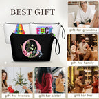 SEAMOON Women Birthday Unique Maid of Honor Friendship Gifts for Women Sister Bridesmaid Bride Personalized Travel Makeup Cosmetic Bag with Mirror Valentines Mothers Day Christmas Graduation O