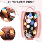Travel Toiletry Bag for Women, Large Hanging Toiletries Organizer Bags for Men, Cruise Ship Essentials, Water-resistant Shaving Case, PU Leather Makeup Accessories, Cosmetic Dopp Kit, Pink