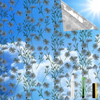 One Way Privacy Film, Window Tint for Home,Daytime Reflective, Anti UV Static Cling Sliding Door Coverings No Glue Garage Solar Paper (Silver -Daisy, 45.27 x 157.4 in)