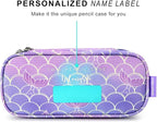 mibasies Girls Pencil Case for Kids, Multi-Slot Pencil Pouch, Mermaid Tail Purple