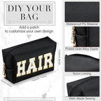 Sanwuta 9 Pcs Makeup Bags Bulk PU Double Zippers Cosmetic Bag Makeup Toiletry Christmas Small Pouch Portable Travel Organizers Case for Women Bridesmaid Party End of The Year(Black)
