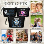 Volleyball Themed Travel Cosmetic Case, Blue, Cosmetic Bag, Zipper Closure, Women, Youth Girls