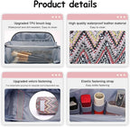 BOYATU Travel Makeup Bag for Women: Western Boho Make up Bag Set of 3 - Large Capacity Vegan Leather Cosmetic Bag - Waterproof Toiletry Bag with Compartments & Handle & Divider(J-1-Pink)