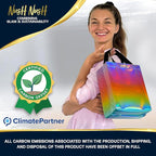 Nush Nush Rainbow Gift Bags Medium Size – Set of 12 Pastel Gradient Reusable Gift Bags With Holographic Finish - Ideal Goodie Bag for Kids Birthday Party, Girl Party Favors, Thanksgiving - 8x4x10