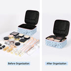 Travel Makeup Bag,Waterproof Cosmetic Organizer, Adjustable Dividers,Portability Cosmetic Train Case,Makeup organizer,Gift for Women,Girls Gift (Blue+Pink)