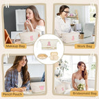 Makeup Bag for Girls Gift, Personalized Christmas Gifts Initial Women Makeup Bag for Travel, Double Layer Cosmetic Bag with Brush Organizer Preppy Make up Bag for Teen Girl Trendy - U