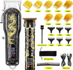 HIENA PRO Hair Clippers for Men T-Blade Trimmer Set, Men Professional Cordless Barber Hair Clippers Set with LED Display