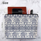 Elephant Cosmetic Bags For Women, Ethnic Geometric Elephant Roomy Makeup Bag Toiletry Bag Accessories Organizer Storage Bags Makeup Pouch For Travel Business Gym Camping Bathroom, Blue