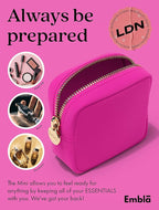 Embla Makeup Bag Travel Cosmetics Pouch and Toiletry Bag, Nylon Zipper Pouch Purse, Cute Make Up Organizer Storage Tote for Women Girls, Waterproof Travel Skincare Case, Small Makeup Bags, Fuchsia