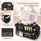 Hairstylist Travel Bag, Hair Tool Organizer with Adjustable Dividers, Hair Tools Travel Bag with Multi Pockets, Professional Hairdressing Organizer for Makeup Artists with Shoulder & Waist Straps