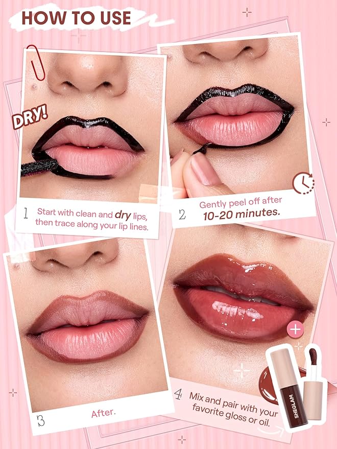 SHEGLAM Fall In Line Peel Off Lip Liner Stain Long Lasting Transfer-proof Nude Lip Tint-Pinky Promise
