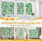 Window Privacy Film Stained Glass Window Film Frosted Window Film Window clings Non-Adhesive Reusable Decorative for Home Removable(Green Frosted, 35.4 X 78.7 in)