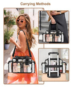 Relavel Clear Makeup Bag Professional Makeup Artist Kit Set Travel Cosmetic Organizer Case Transparent Stadium Approved Tote Bag Toiletry Lunch Duffle Work Shoulder Bag with Adjustable Dividers, Black