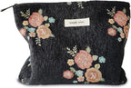 STARDW Aesthetic Floral Makeup Bag Cute Small Cosmetic Bags for Women Girls, Travel Toiletry Bag Large Capacity Zipper Makeup Pouch, Purse Organizer Pouches (Vintage Flowers)