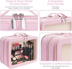 Clear Makeup Bag,Large Toiletry Case for Women,PU Leather Travel Cosmetic Bag,Detachable Makeup Case,Double Compartment Make up Organizer
