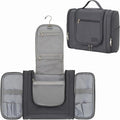Hanging Toiletry Bag for Men, Travel Makeup with Metal Swivel Hook, Organizer for Full Sized Cosmetics and Toiletries, Water-Resistant Nylon, Grey