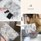 STARDW Aesthetic Floral Makeup Bag Cute Small Cosmetic Bags for Women Girls, Travel Toiletry Bag Large Capacity Zipper Makeup Pouch, Purse Organizer Pouches (Dandelion Blue)
