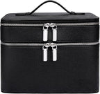 Makeup Case, Large Capacity Waterproof Double Layer Cosmetic Bag with Removable Divider, Double Compartment Brush Organizer, Multi-functional Travel Organizer