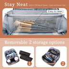 BOYATU Travel Makeup Bag Cosmetic Bags for Women: 3 Pcs Set Large Portable Make up Bag with Handle - Vegan Leather Toiletry Bags with Compartments - Makeup Organizer for Travel Essentials(A-4-Black)