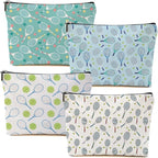 4 PCs Inspirational Makeup Bag - Tennis Accessories Gift Cosmetic Bag Toiletry Bag, Player Graduation Birthday Gifts for Women Girls, Tennis Lovers Sister Team