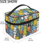 MNSRUU Makeup Bags, Cute Cat Makeup Organizer Bags Toiletry Bag Box Travel Cosmetic Bag Make Up Train Case for Women Teen Girl Ladies