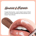 The Lip Bar - Lip Gloss, Extra (Brown Shimmer) 8-Pack - Gloss Up Sheer Finish - Smooth, Not Sticky Formula - Coconut Oil, Olive Oil, Argan Oil & Vitamin E - Vegan & Cruelty Free - .30 fl oz