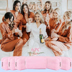 SOIDRAM 6PCS Bridesmaid Proposal Gifts Corduroy Pink makeup bag bulk for Wedding Party Favors Bachelorette party decorations Toiletry Organizer Bag Cosmetic Case Gift