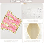 Initial Makeup Bag Personalized Preppy Travel Small Cosmetic Bag Cute PU White Chenille Letter Makeup Pouch for Purse Waterproof Zippered Toiletry Organizer for Women Girls Kids Friends (W)