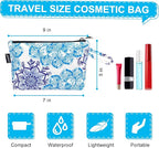Gloppie Cosmetic Bag Small Makeup Bag Summer Sunscreen Bag Waterproof Lipstick Bag Travel Purse Essentials White Blue Flower