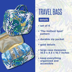 Lilly Pulitzer 4 Piece Travel Toiletry Bag, Cute Luggage Case for Adults, Zipper Pouch Set for Cosmetics, Small Pouch Bag for Supplies, Makeup or Toiletries (The Hottest Spot)