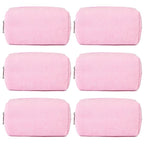 SOIDRAM 6PCS Bridesmaid Proposal Gifts Corduroy Pink makeup bag bulk for Wedding Party Favors Bachelorette party decorations Toiletry Organizer Bag Cosmetic Case Gift
