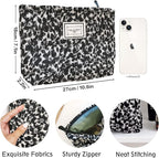STARDW Aesthetic Floral Makeup Bag Cute Small Cosmetic Bags for Women Girls, Travel Toiletry Bag Large Capacity Zipper Makeup Pouch, Purse Organizer Pouches (Black Flowers)