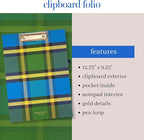 Kate Spade New York Clipboard Folio with Low Profile Clip, Professional Padfolio Includes Lined Notepad, Pen Loop, and Pocket, Grand Plaid Duo