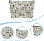 Magnolia Flowers Cosmetic Bag Mini Portable Travel Toiletry Bag Organizer Makeup Brushes Aesthetic Accessories Waterproof Storage Bag for Women