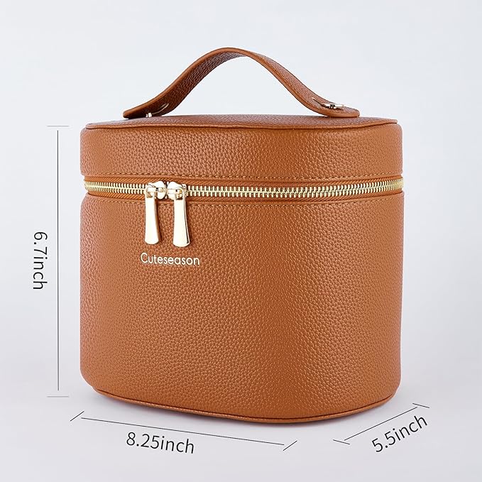 Makeup Bag, Toiletry Bag with Removable Zippered Inner Pocket, Portable Cosmetic Bag, Makeup Organizer for Woman Case (Brown)