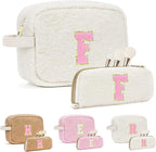 for Christmas Day Gifts, Travel Makeup Bag for Women, Initial Make Up Bag Set for 6 7 8 9 10 11 12 13 Years Old Kids Tween Girls, Large Cosmetic Skincare Bags for Birthday Gifts, White F