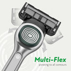 DORCO SLEEK Six Blade Razor System with Multi-Flex Technology Refill Set, Precision Shaving Razor Replacement Cartridge (8 Pack)