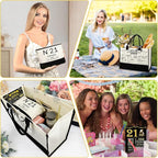 21st Birthday Gifts for Her Canvas Tote Bag Travel Gear, Unique 21 Years Old Gifts for Girlfriend Sister Coworker Friends Classmate Women, Vintage N°21 Handbag & Cosmetic Bag & Back in 2004 Poster