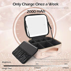 MOMIRA Travel Makeup Bag Cosmetic Bag Makeup Organizer Bag with Lighted Mirror, Adjustable Brightness in 3 Color Scenarios, Waterproof Makeup Train Case, Gift for Women - Champagne